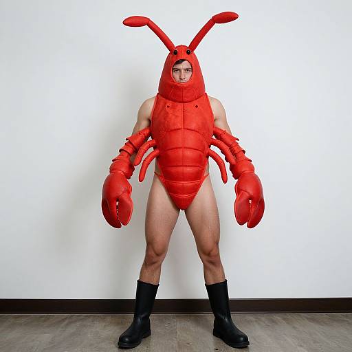 Realistic Man in Lobster Costume