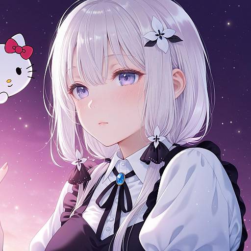 Illustration of Hello kitty (character), sanrio in the style of Majoccoid