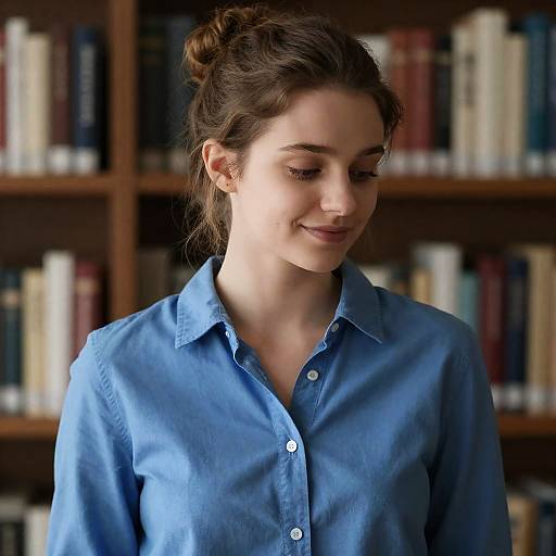 Young Woman in Blue Shirt Portrait