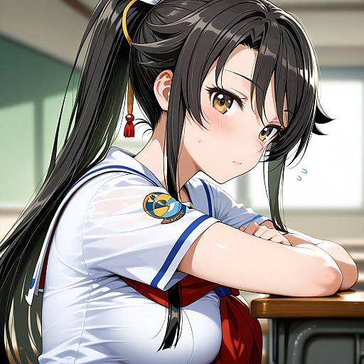 Illustration of Munetani mashiro, high school fleet in the style of Kazaana
