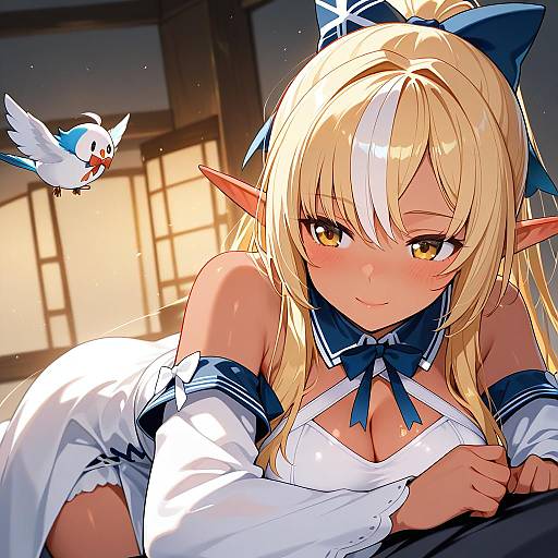 Illustration of Elfriend (shiranui flare), hololive in the style of Ling s