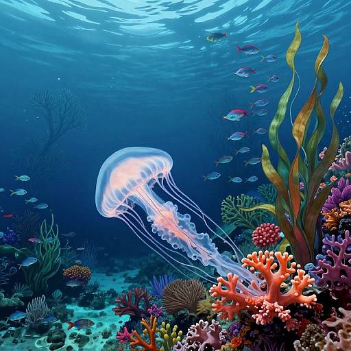 Radiant Jellyfish in Enchanting Underwater Realm