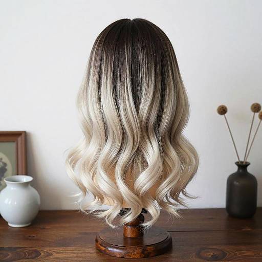 Medium Ombre Wig on Vintage Stand
