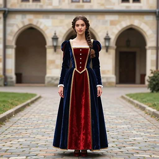 Ethereal Woman in Renaissance-Inspired Gown