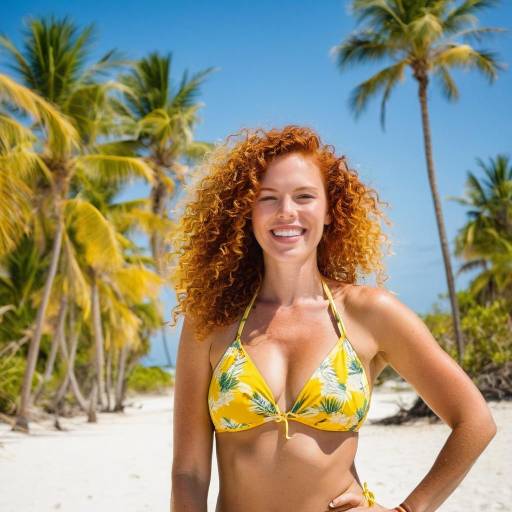 Joyful Beach Vibes with Curly Redhead