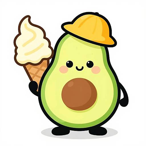 Cheerful Avocado with Ice Cream