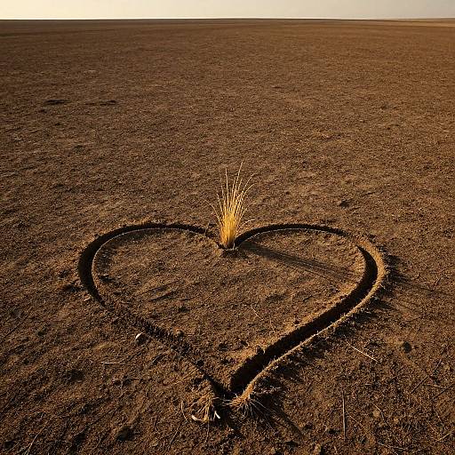 Heart Etched in Barren Landscape