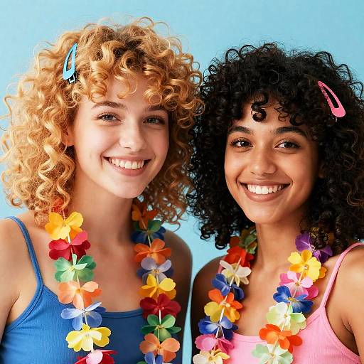 Vibrant Close-Up of Two Colorful Women
