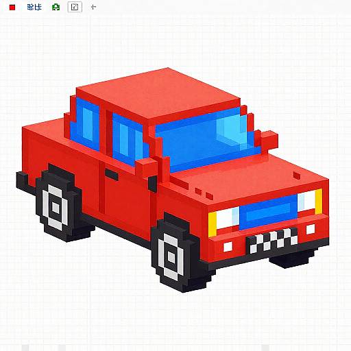 Pixel Art Red Car in Spreadsheet Style