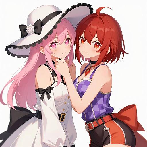 Intimate Anime Illustration of Two Girls