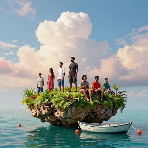 Floating Island with Six People