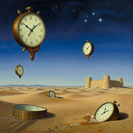 Surreal Desert Dreamscape with Melting Time