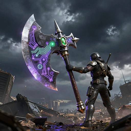 Futuristic Holographic Battle Axe