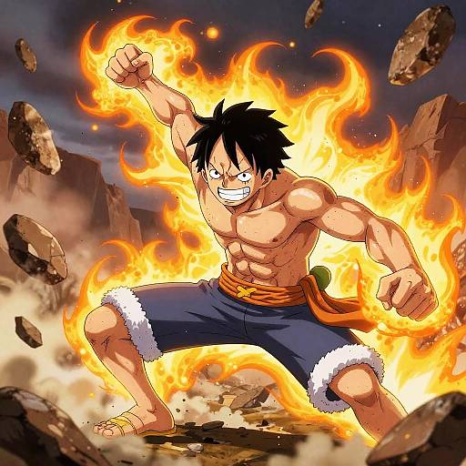 Luffy Gear 4 Mid-Action Transformation