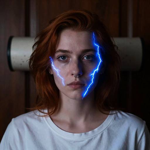 Striking Portrait with Electric Blue Lightning