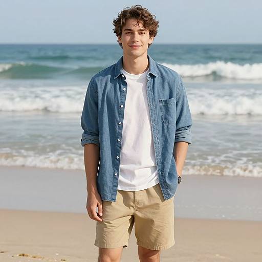 Joyful Mature Woman at Beach