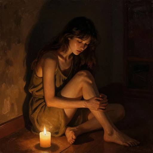 Emotional Girl by Candlelight