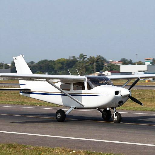 Small White Propeller Plane Taxiing