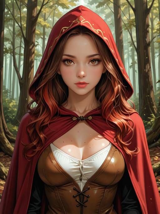 Enchanting Girl in a Forest Scene