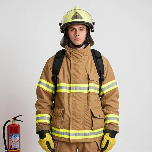 Realistic Young Male Firefighter Portrait