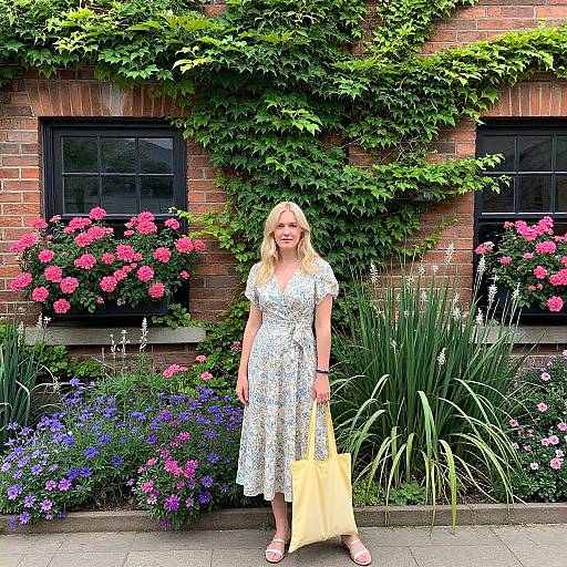 Blonde Woman in Floral Dress
