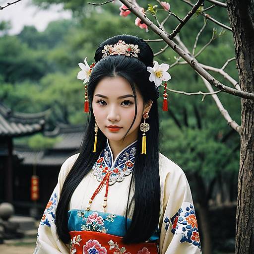 Young Woman in Traditional Chinese Attire
