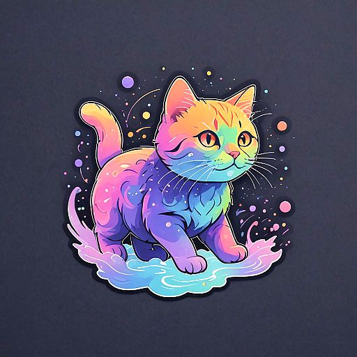 Vibrant Cat Floating Sticker Art Vibrant Cat Floating Sticker Art