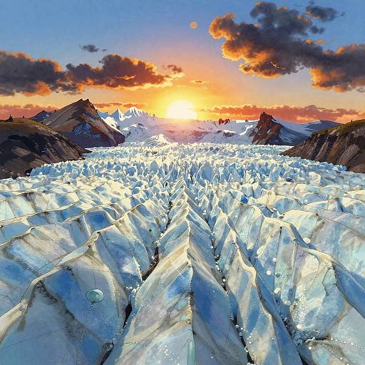 Wholesome Animated Patagonian Glacier Sunset