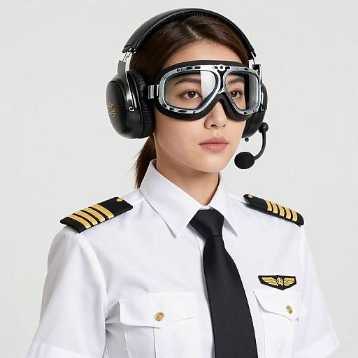 Female Pilot in Uniform with Headgear