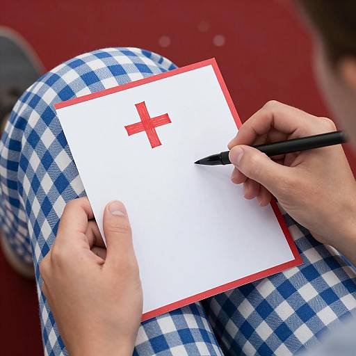 Hands Writing on a Note with Details