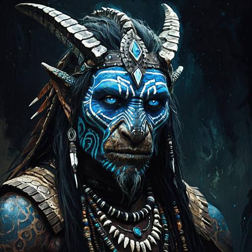 Lizardfolk Shaman with Glowing Blue Eyes