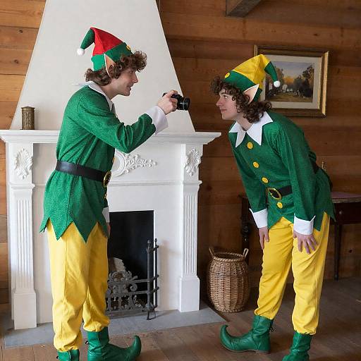 Playful Elves Portrait in Rustic Room