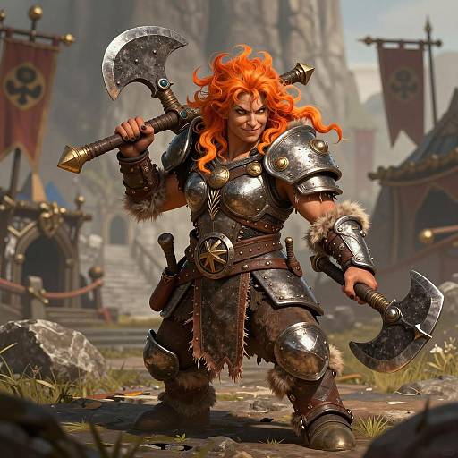 Fierce Female Dwarf Barbarian Warrior