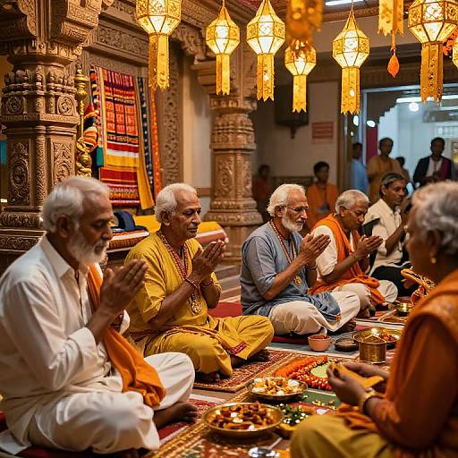 Elders Chanting Hymns in Temple