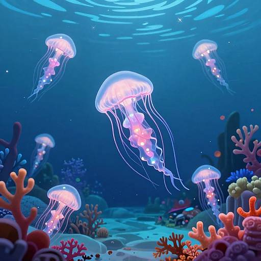 Enchanting Underwater Ballet with Bioluminescent Jellyfish