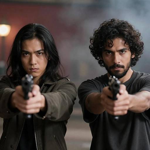 Intense Scene with Two Armed Men