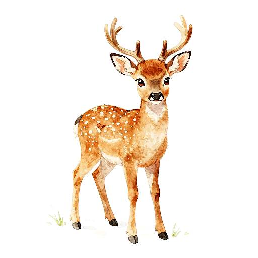 Watercolor Illustration of Young Deer