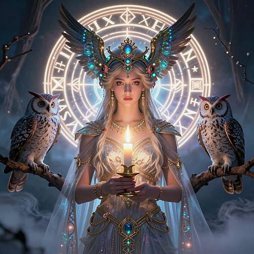 Baroque Hekate with Luminous Owls