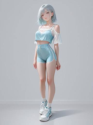 Sporty Chic Woman Full Body Portrait
