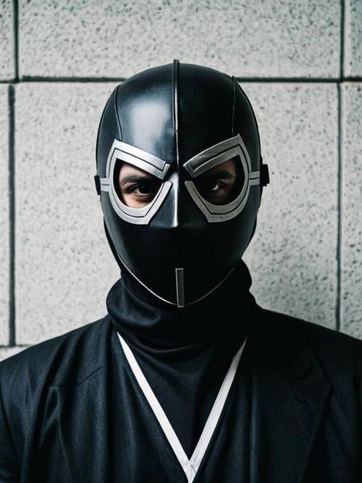 Realistic Black Mask Cosplay Photography