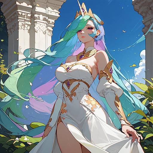 Anime Style Princess Celestia Outdoors