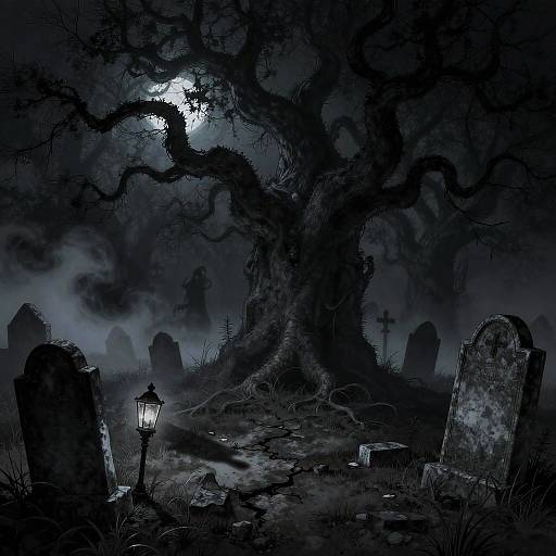 Eerie Gothic Graveyard Scene