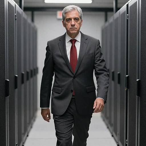 Middle-aged Executive in Server Hallway