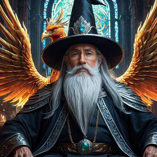 Elderly Wizard with Phoenix