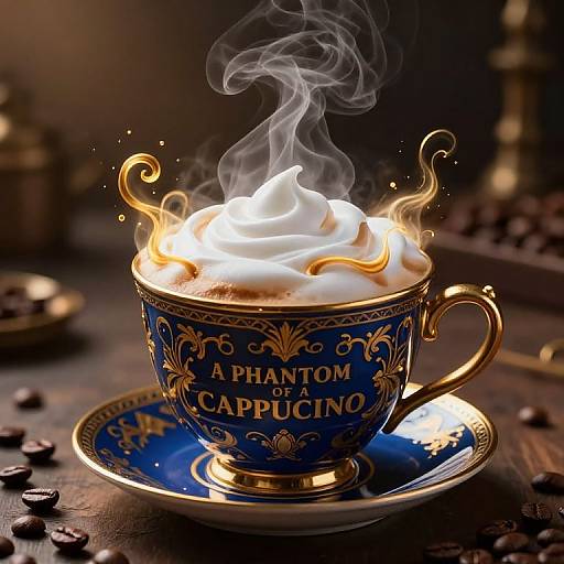 Photograph of a blue, gold-embellished cup with 