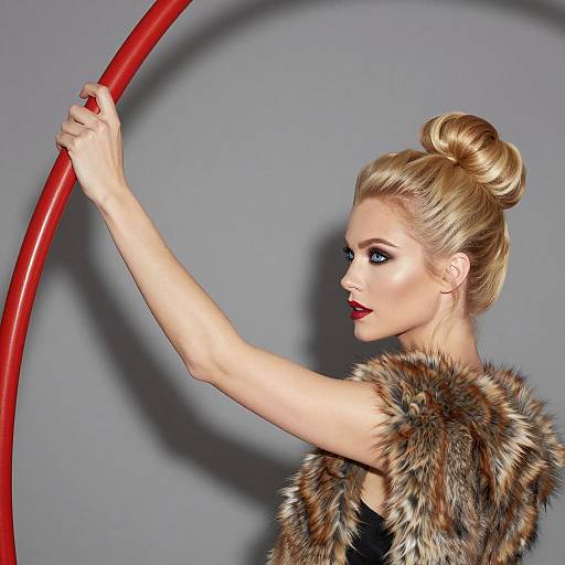 Blonde Woman in Furry Shoulder Cape