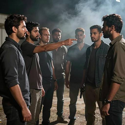 Tense Nighttime Standoff Among Men