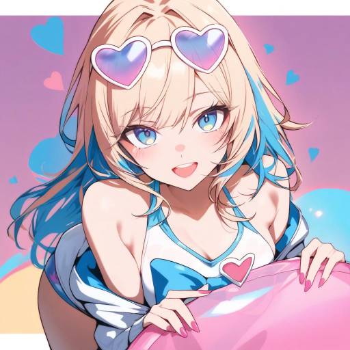 Colorful Swimsuit Girl with Sunglasses