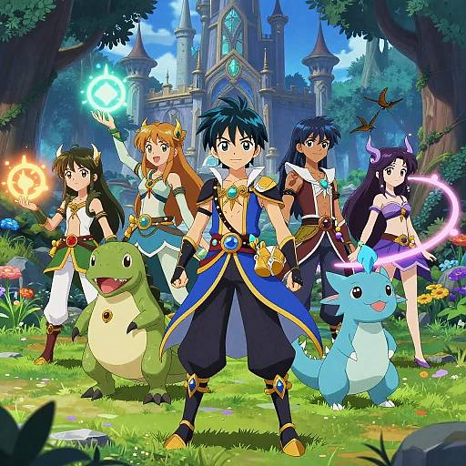 Anime Characters in Mystical Fantasy Realm