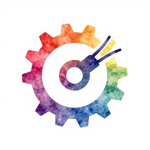 Watercolor Mechanical Cog Logo Design